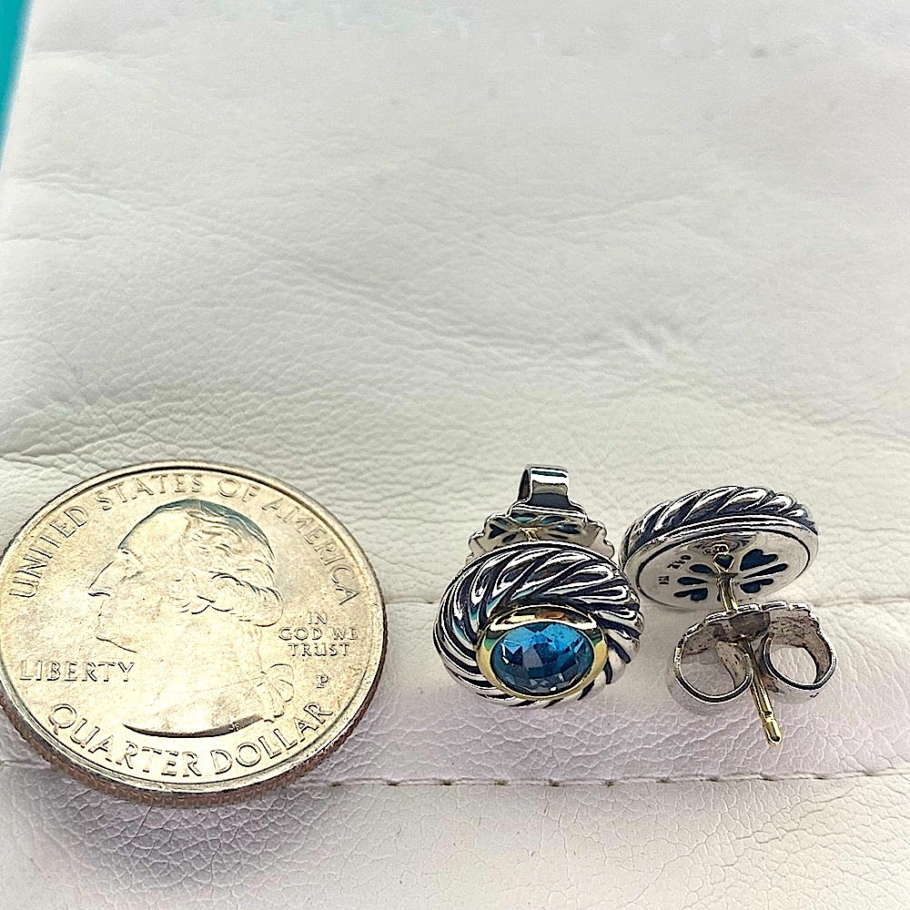 Blue‎ topaz earrings - Picture 7 of 8